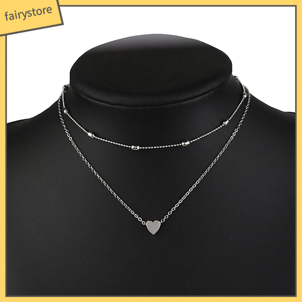 Dây Chuyền Choker Nhiều Lớp Mặt Hình Trái Tim Thời Trang Cho Nữ