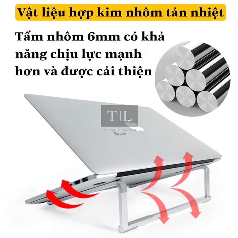 Kệ điện thoại, Ipad và thanh đỡ Laptop - có trượt, silicon đa điểm chống xước, hợp kim nhôm cao cấp