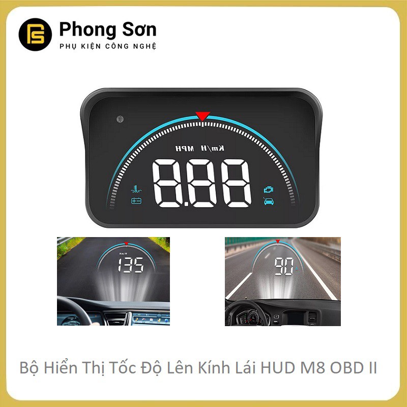 Bộ hiển thị tốc độ trên kính lái  HUD M8 - OBD2 cho  Xe Hơi -BH 06 Tháng