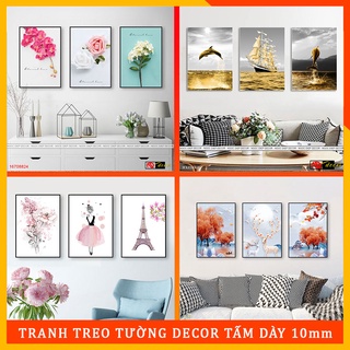 20 Bộ tranh dán tường 3 bức phong cách hiện đại - Tranh decor phòng khách, kèm băng dính xốp