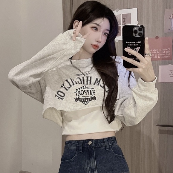 Áo lửng ZHELIHANGFEI tay dài thời trang quyến rũ dành cho nữ