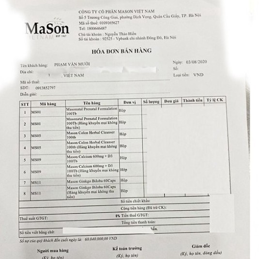 Mason Natural Masonatal Prenatal Formulation - itamin tổng hợp cho phụ nữ mang thai, cho con bú - Coastlinecare Pharmacy