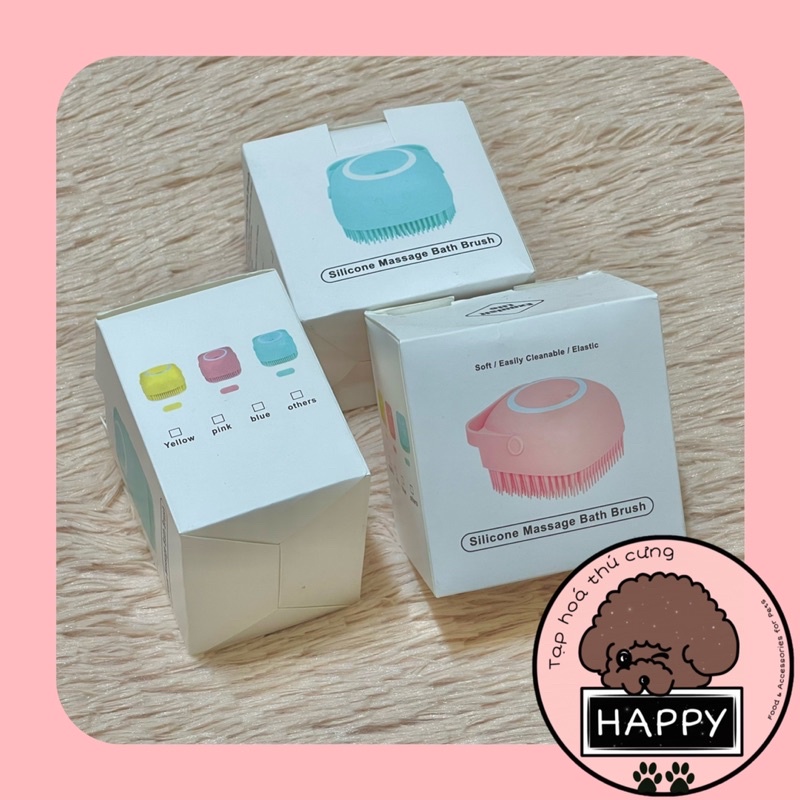 HOẢ TỐC |  Bàn chải tắm silicon tạo bọt cho chó mèo có ngăn đựng sữa tắm / Bông tắm nhựa dẻo massage cho thú cưng