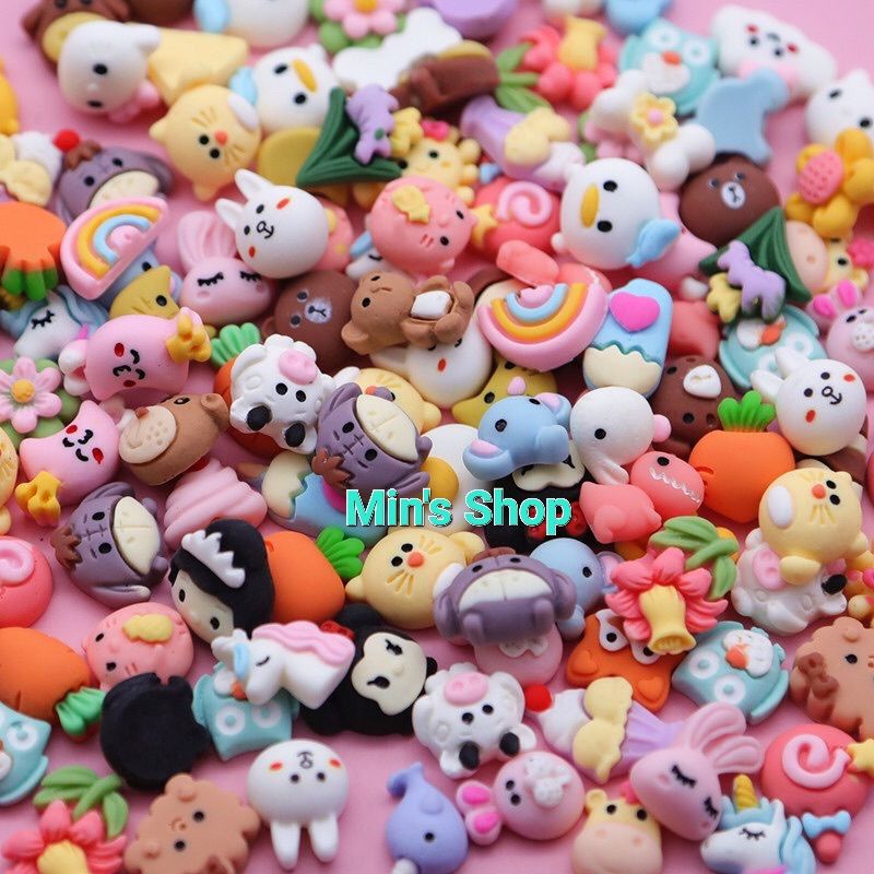 Set 100 Charm/center nhỏ 1cm dùng làm nail, slime, phụ kiện, dán bình nước