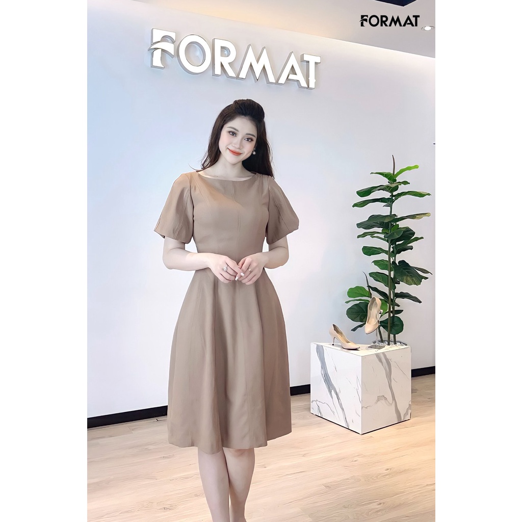 Đầm nữ cao cấp FORMAT 2 lớp ngắn tay dáng xòe B993-813I
