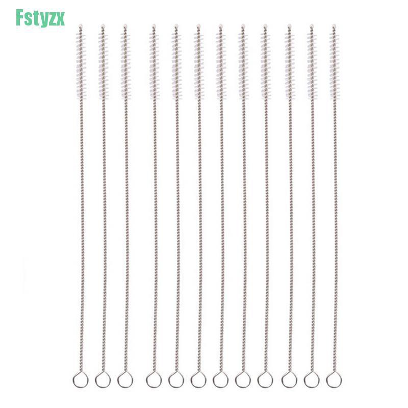 Fstyzx New 1 pcs Stainless Steel Nylon Straw Cleaning Cleaner Drinking Straws 17cm Brush