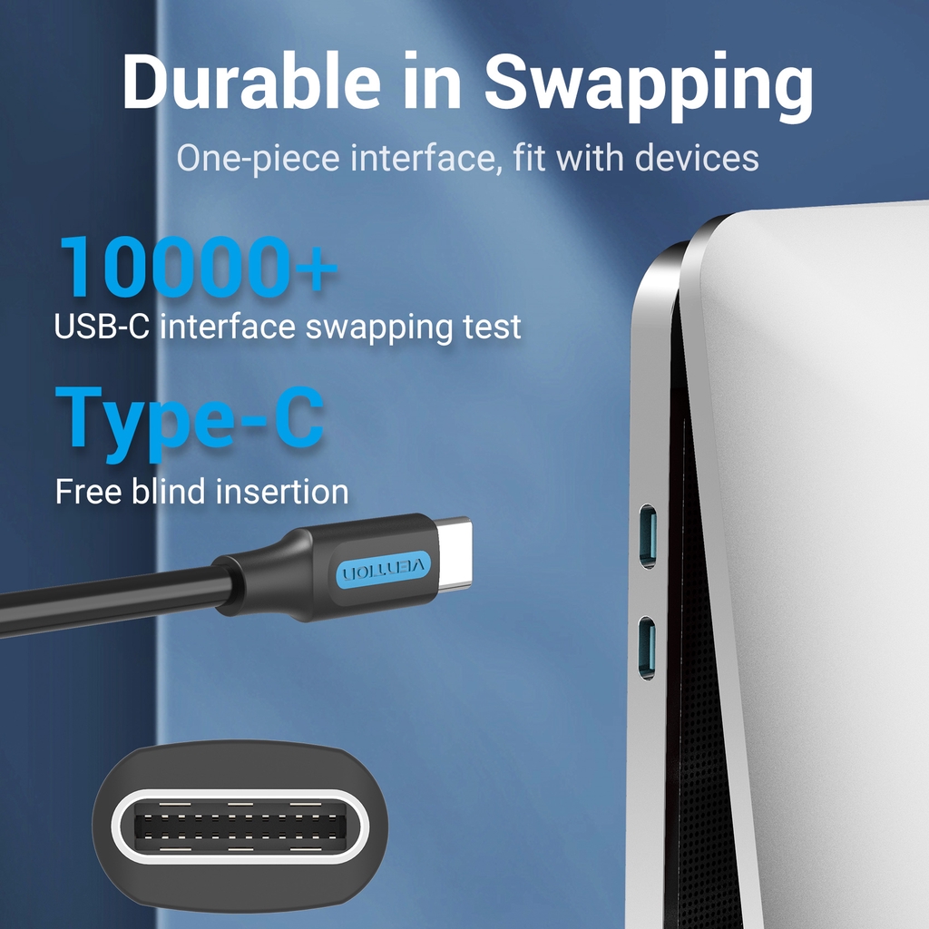 Cáp Sạc Nhanh / Truyền Dữ Liệu VENTION USB Type C PD 60W 3A Tốc Độ Cao 480Mbps Cho Huawei Matebook