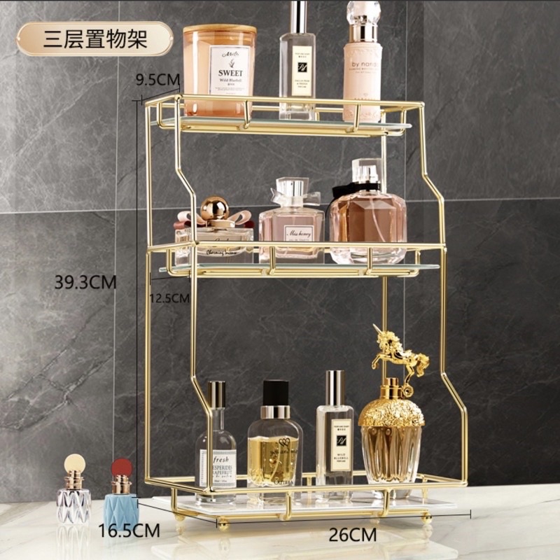 Khay Mỹ phẩm gold 3 tầng