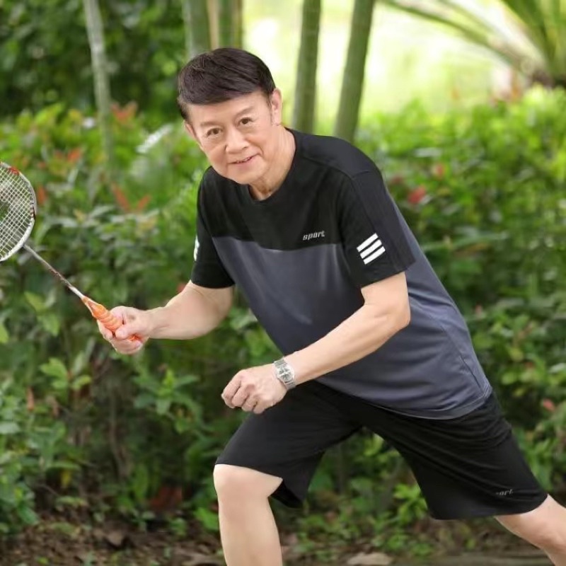 Bộ thể thao nam trung niên cộc tay mùa hè cao cấp siêu mát