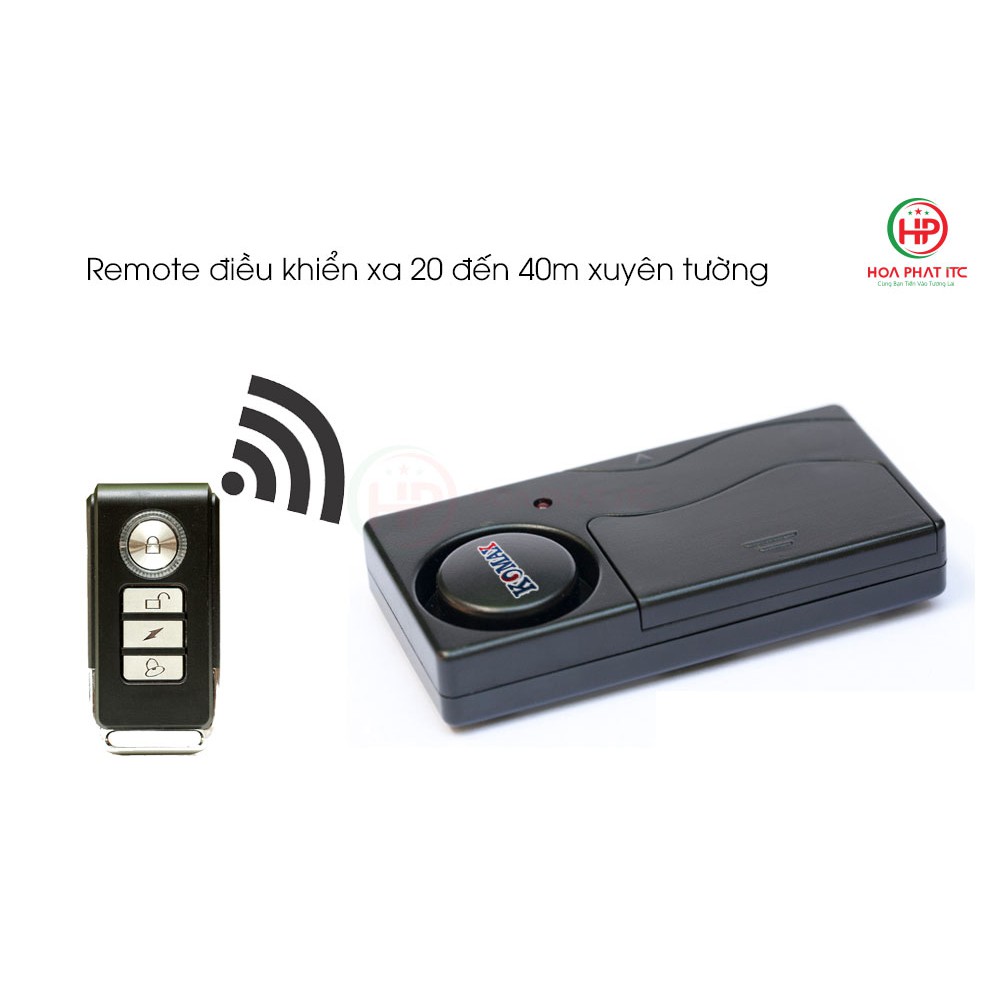 Báo trộm cảm biến rung kèm remote Komax KM-R16