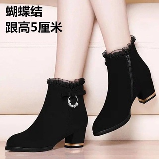 ❤Giày Bốt Nữ Gót Thấp Thu Đông Phiên Bản Hàn Quốc Tất Cả Trận Đấu Giữa Gót Dày Giày Bốt Ngắn Nữ Mẹ Fle