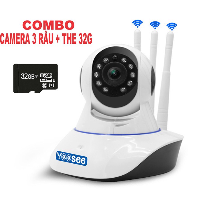 Camera Yoosee wifi 3 râu Tặng kèm thẻ nhớ 32G hãng,camera wifi yoosee sắc nét hình ảnh