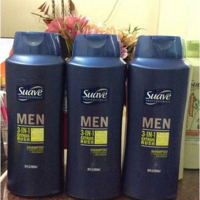 Dầu gội-xả-Sữa tắm Suave men 3in1 828ml của Mỹ