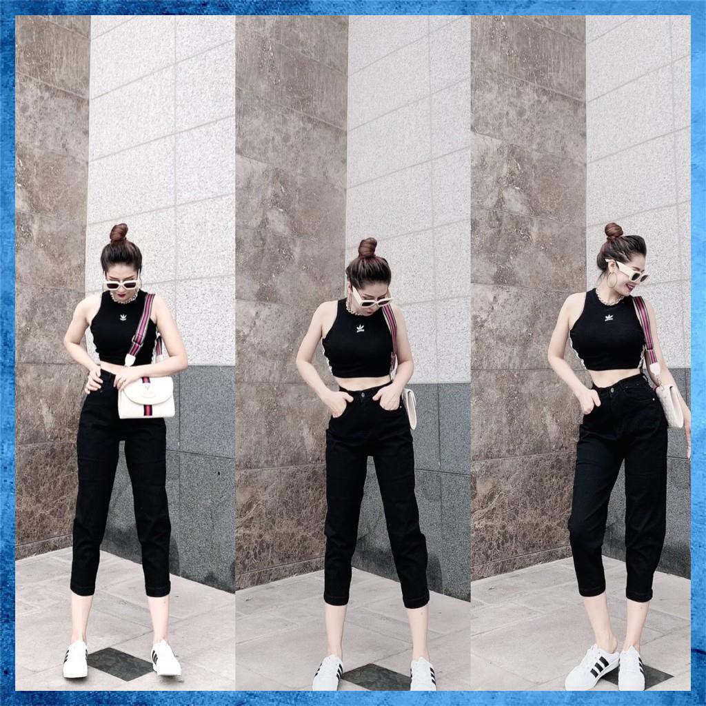 [Jeans nữ thiết kế] Quần jeans lửng rách, quần bò lỡ dáng baggy lưng cao túi chéo xẻ sau. Mã L5145