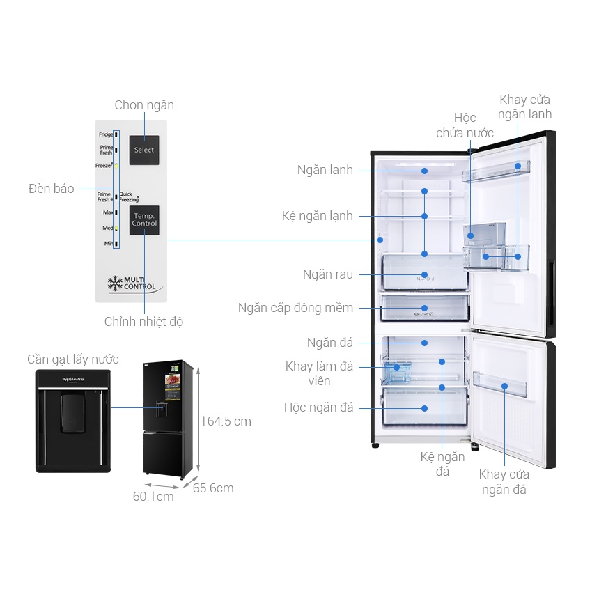 Tủ lạnh Panasonic Inverter 290 lít NR-BV320WKVN - Multi Control, Cảm biến thông minh Econavi, Miễn phí giao hàng HCM.