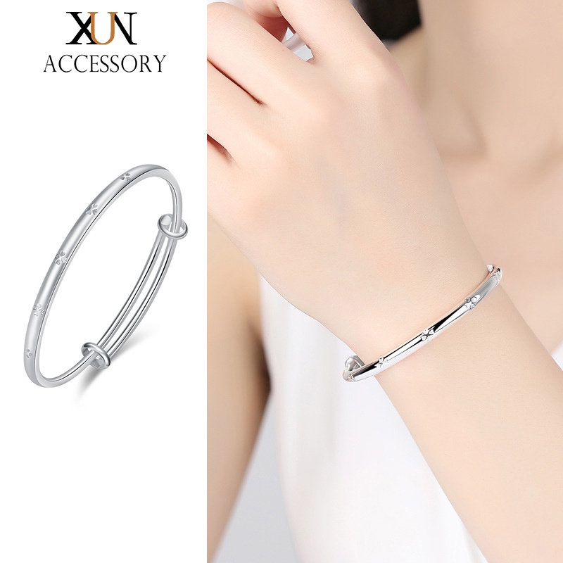 Vòng Tay Mạ Bạc Hình Cỏ Ba Lá May Mắn Đơn Giản Thời Trang Hàn