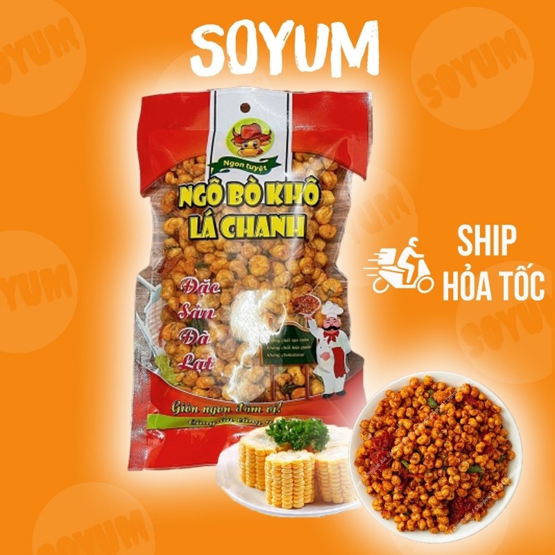 Ngô cay lắc khô bò lá chanh gói 100g, ăn vặt SoYum vừa ngon vừa rẻ