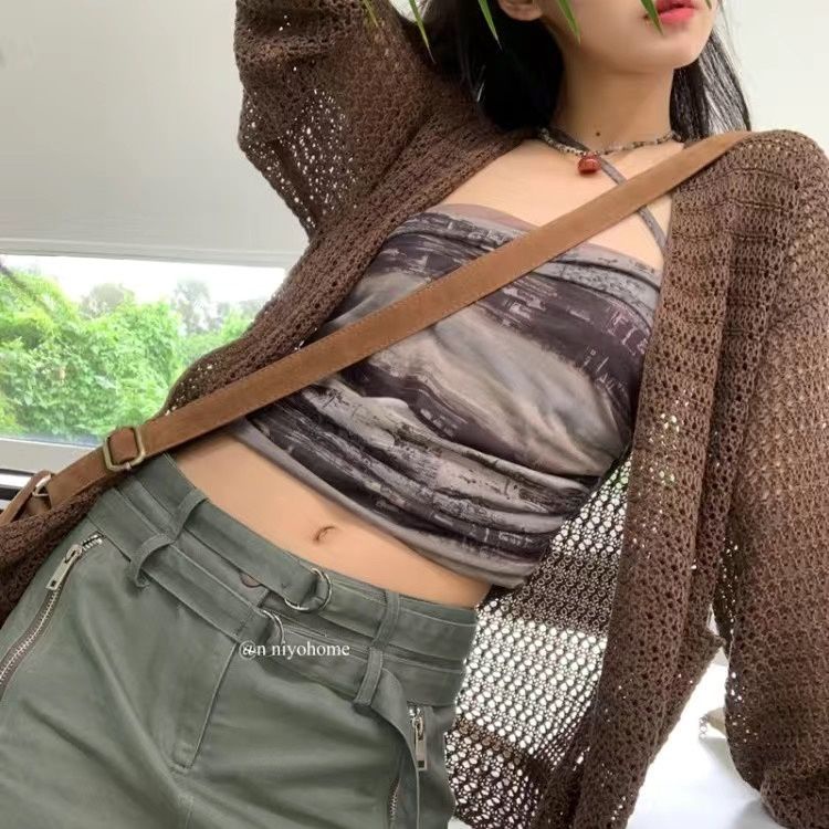Áo Khoác Cardigan Y2k Chống Nắng Bằng Lụa Lạnh Mỏng Thời Trang Mùa Hè Cho Nữ