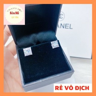 Bông tai vuông💎𝑭𝑹𝑬𝑬𝑺𝑯𝑰𝑷 💎 full đá mạ bạch kim