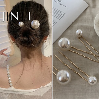 Trâm cài tóc thiết kế hình chữ U trang trí ngọc trai phong cách vintage thanh lịch
