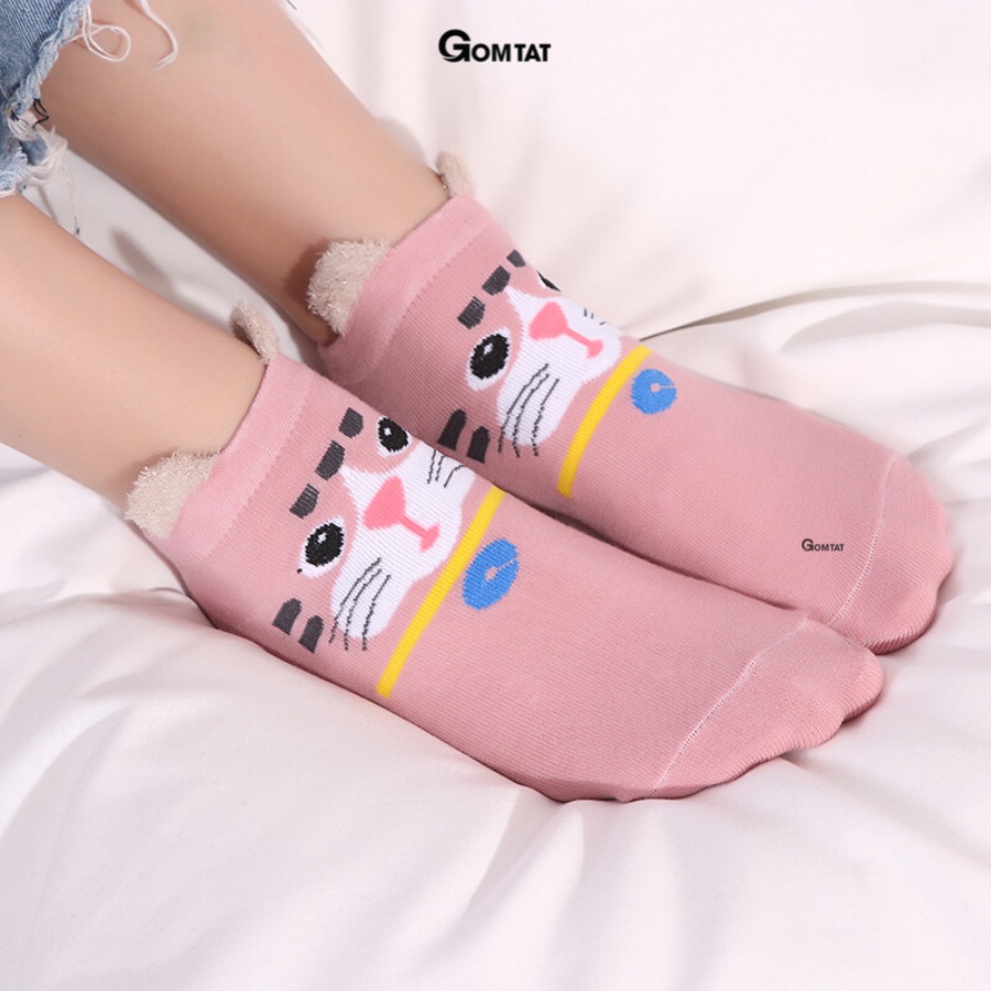Set 5 đôi tất vớ nữ cổ ngắn GOMTAT hình tai gấu dễ thương nhiều màu phong cách Hàn Quốc - LISU-TAIGAU-03