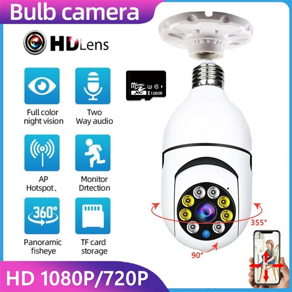 Camera Không Dây Thông Minh 1080P / 720P Kết Nối Wifi PTZ IP Hình Bóng Đèn