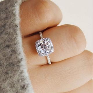 Silver Color Exquisite Crystal Ring Bijoux Fashion Square Wedding Engagement Ring AAA Zircon Ring Brand Women Jewelry