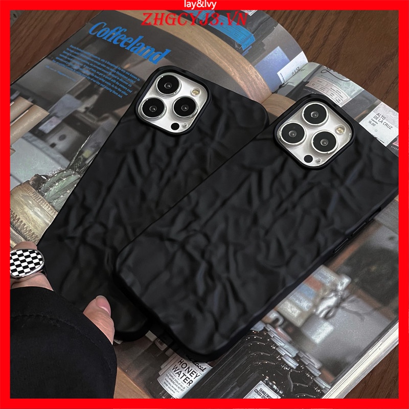 Ốp Điện Thoại Silicon IMD Mềm Họa Tiết Lá Thiếc Đen Hoạt Hình Cho IPhone 7Plus XS XR XSmax 11/12/13 Pro Max