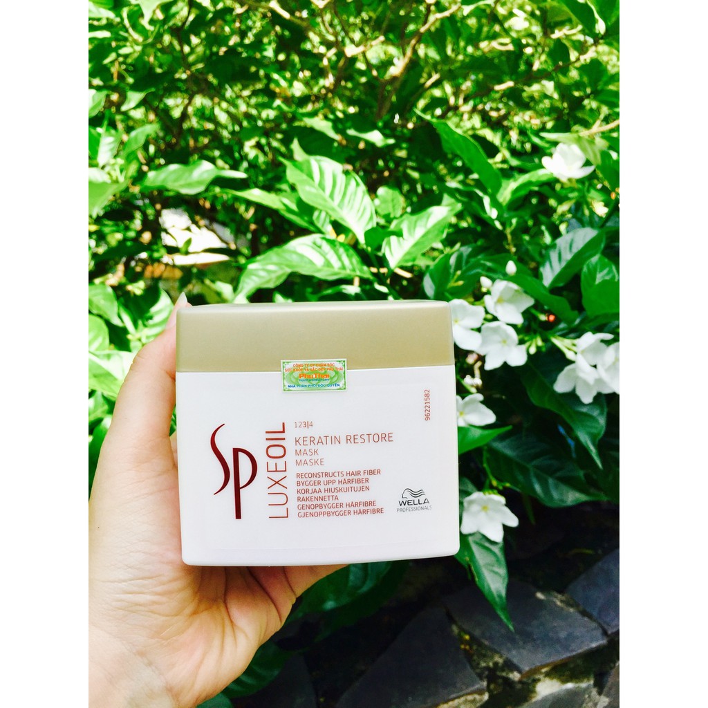 $$cam_kết_chính_hãng_100% Mặt nạ ủ tóc cao cấp Sp Luxe Oil Keratin Restore Mask chăm sóc tóc hư tổn Wella