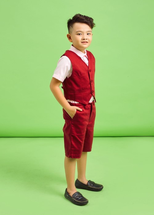 Áo gile đỏ đô bé trai Jadiny