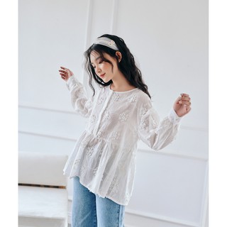 BLEUBIRD Áo thô thêu hoa nổi Charlotte Top
