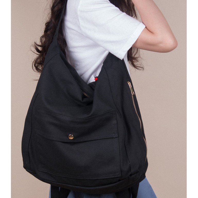 Balo Vải - Casual Canvas Backpack Ver.2 - Màu Đen