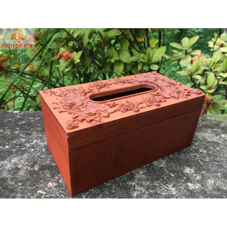 Hộp Đựng Giấy Ăn Gỗ Hương Điêu Khắc