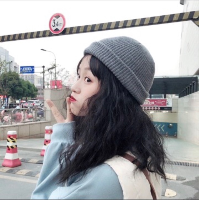 mũ len beanie ngắn gập