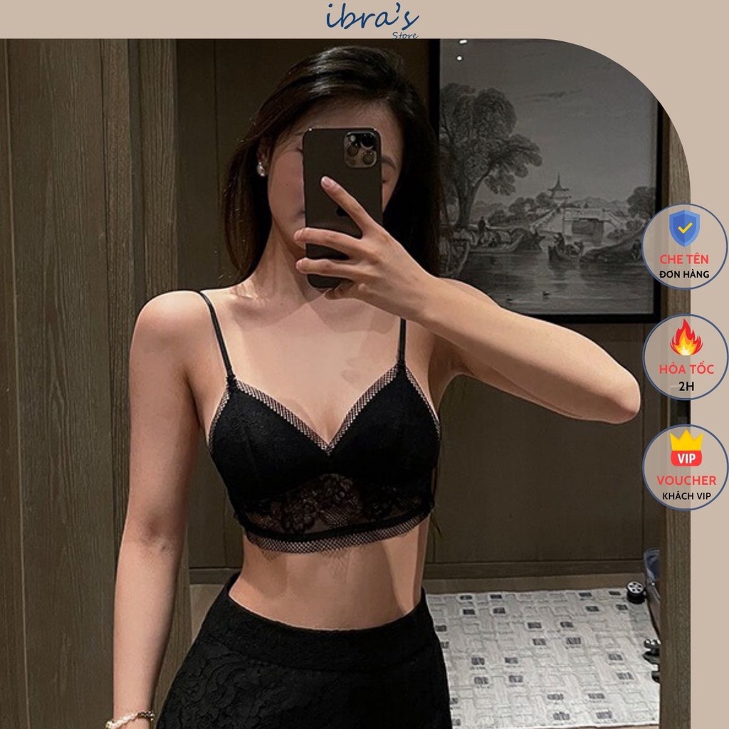 Áo Bra Ren IBRA'S STORE Áo Ngực Bralette Hở Lưng Sexy Không Gọng có Mút Đệm Lót mỏng mềm mại gợi cảm Quyến rũ iBra A23