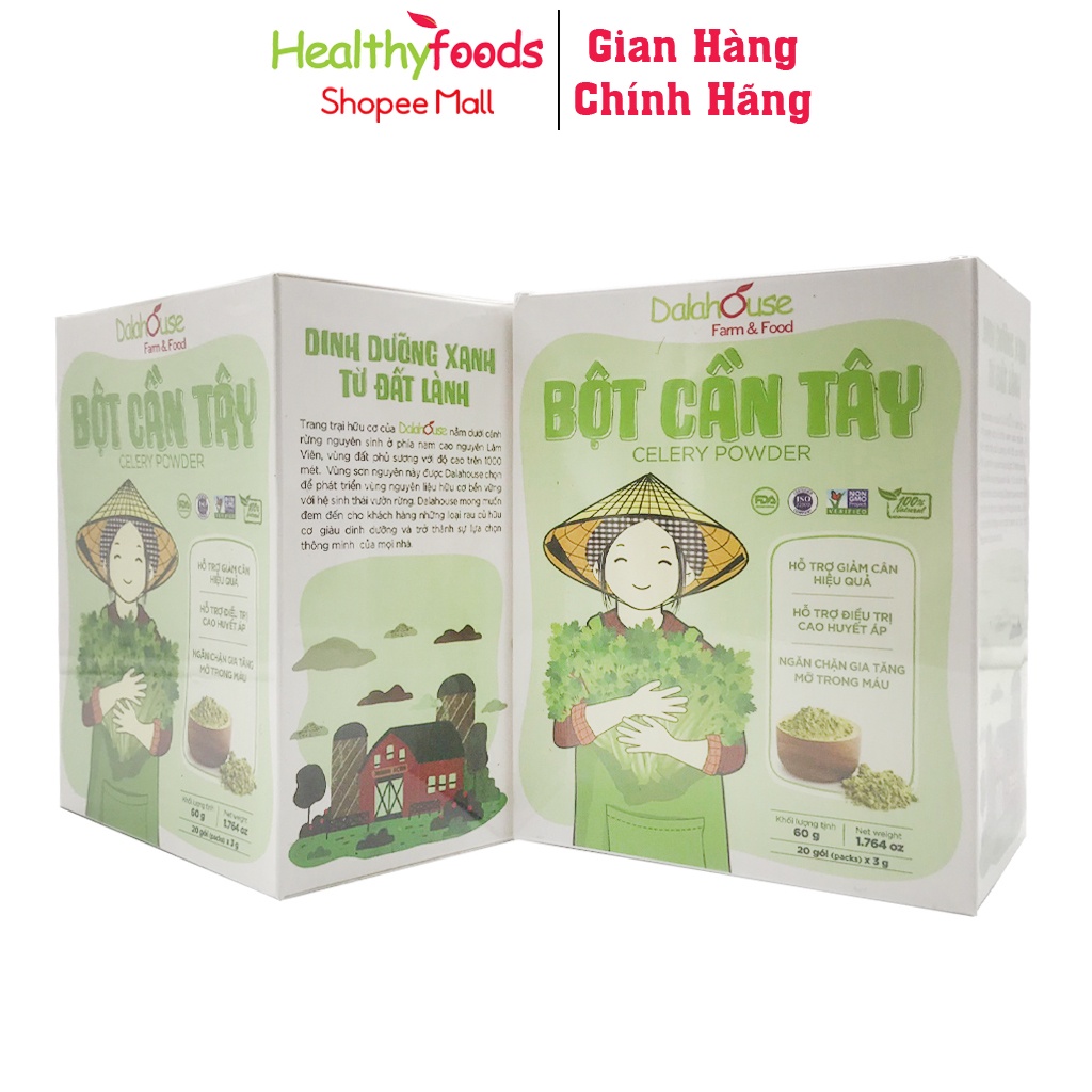 Bột cần tây hữu cơ nguyên chất Dalahouse 60g, công nghệ sấy lạnh tiêu chuẩn Châu Âu