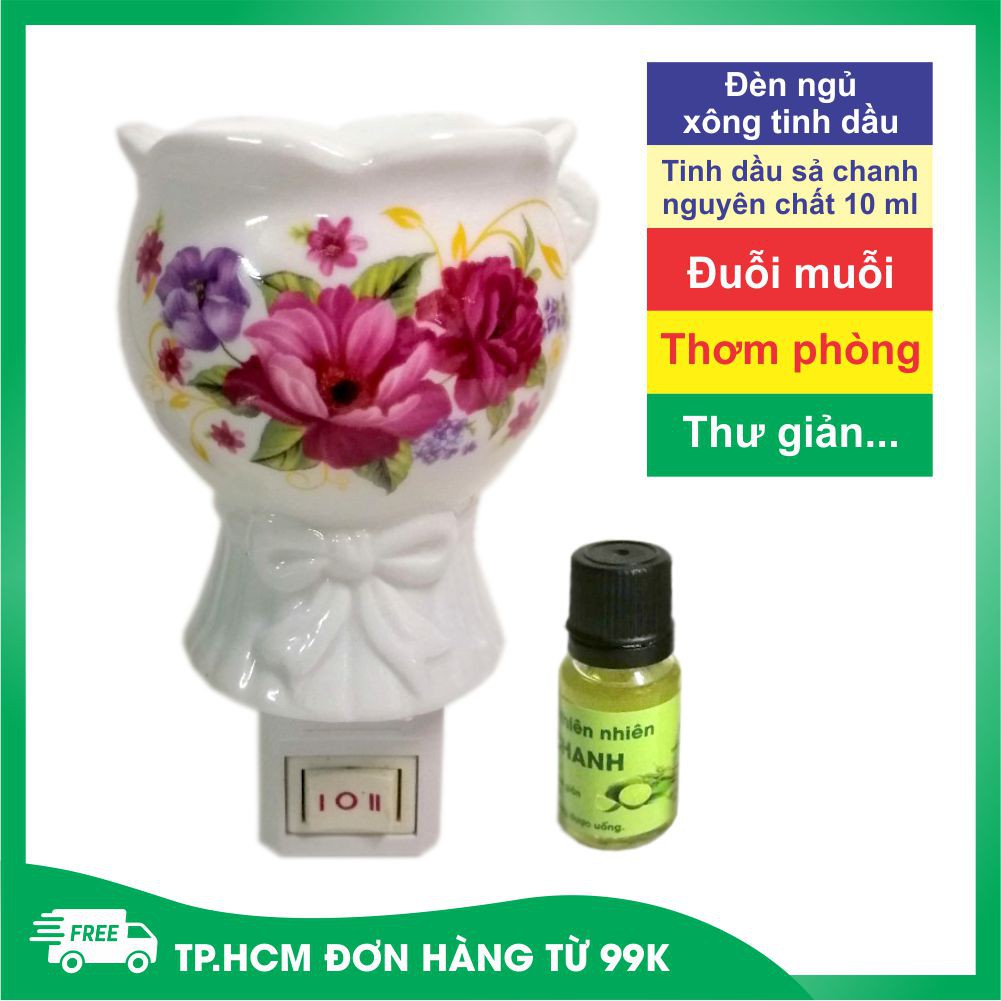 Đèn ngủ xông tinh dầu ⚡️ FREESHIP ⚡️ Đèn ngủ xông tinh dầu cắm tường tặng kèm tinh dầu sả 10 ml - Shop 5539