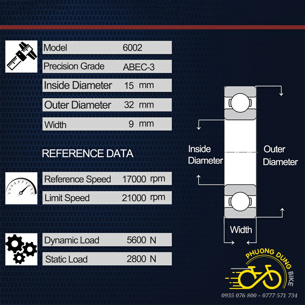 Vòng bi bạc đạn 6002 cho xe đạp