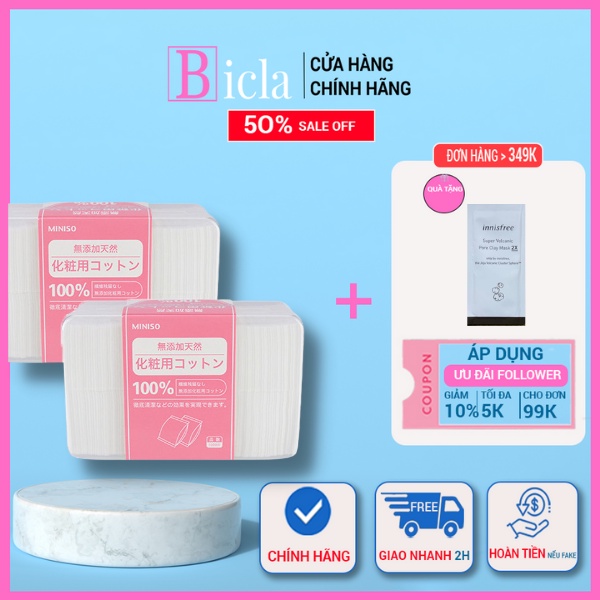 Bông tẩy trang miniso nhật bản 1000 miếng và 180 miếng.