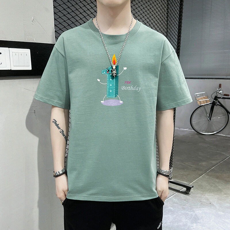Áo Thun Tay Ngắn Cổ Tròn Chất Liệu Cotton Thời Trang Mùa Hè Mới Cho Nam