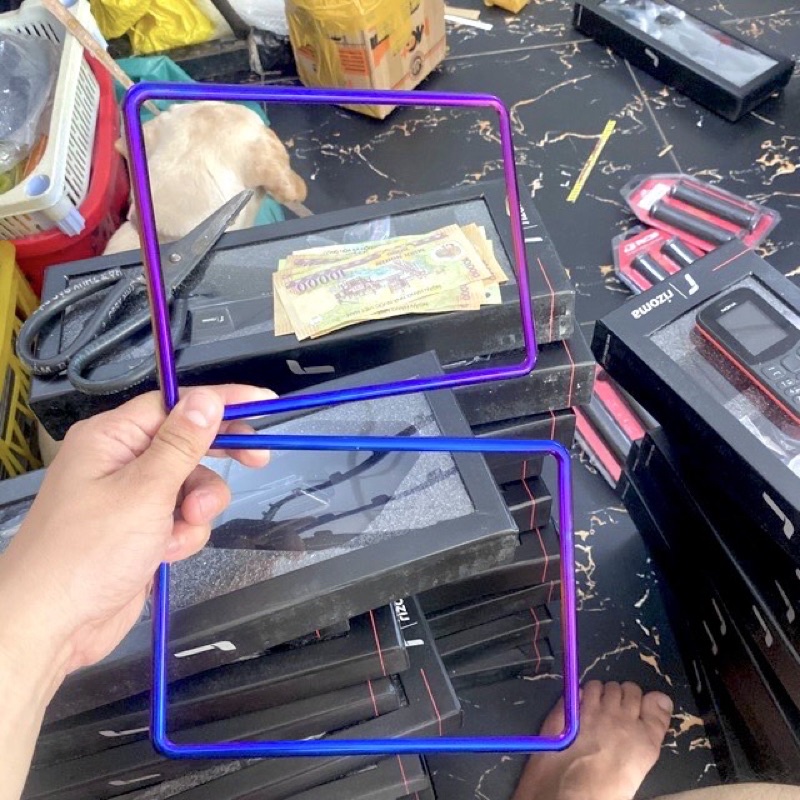 Khung Biển Số Xe Máy  Titan, 7 Màu, Vàng, Inox - ốp biển số xe máy