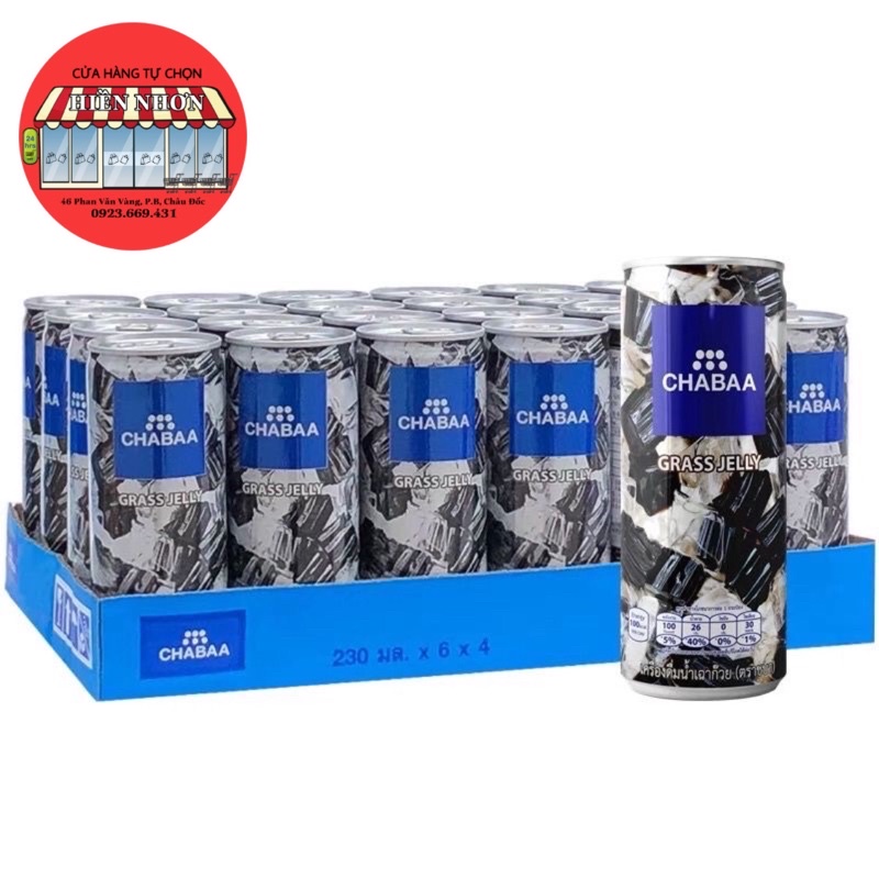 TRẢ GÍA 243k  Thùng 24Lon Nước sương sáo thạch đen CHABAA Thái Lan 230ml