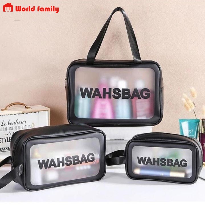 Túi dạng hộp đựng mỹ phẩm, đồ trang điểm đi du lịch washbag trong suốt có khóa kéo, chống thấm nước tiện dụng HL8