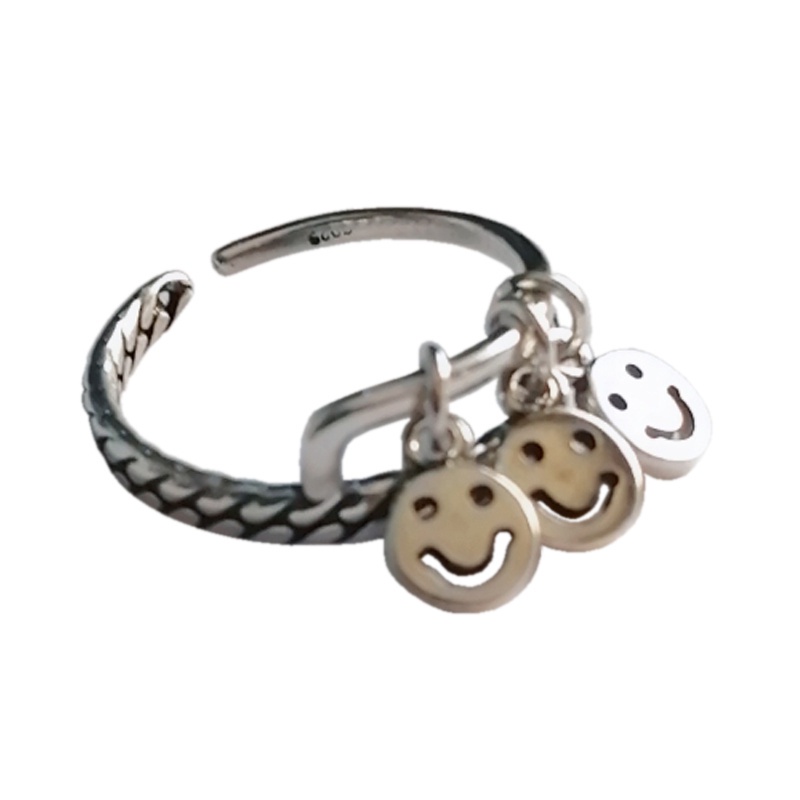 Nhẫn Hở Hình Mặt Cười Phong Cách Hip Hop Đơn Giản Thời Trang