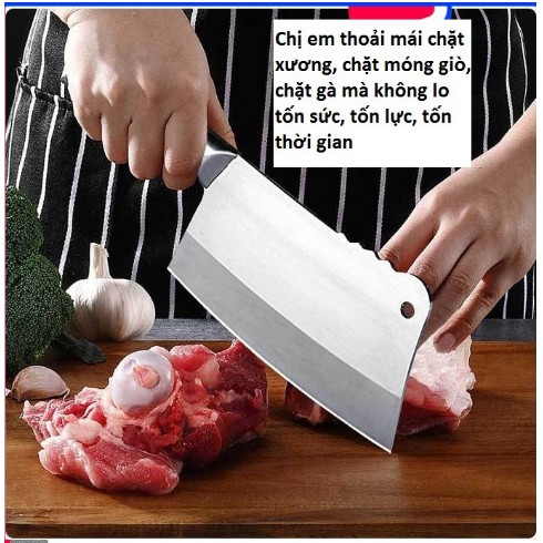[Freeship] Dao chặt thịt gà INOX cao cấp - toàn bộ bàn cắt làm bằng INOX 304 không han gỉ
