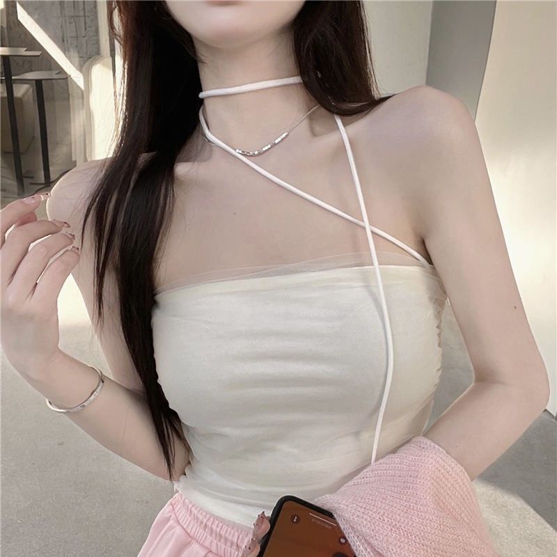 Áo Crop top Cổ Yếm Hở Lưng Thời Trang Mùa Hè Quyến Rũ Cho Nữ