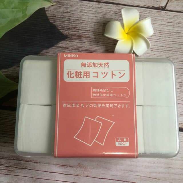 Bông tẩy trang Miniso Nhật Bản hộp 1000 miếng- mềm mại, mịn màng