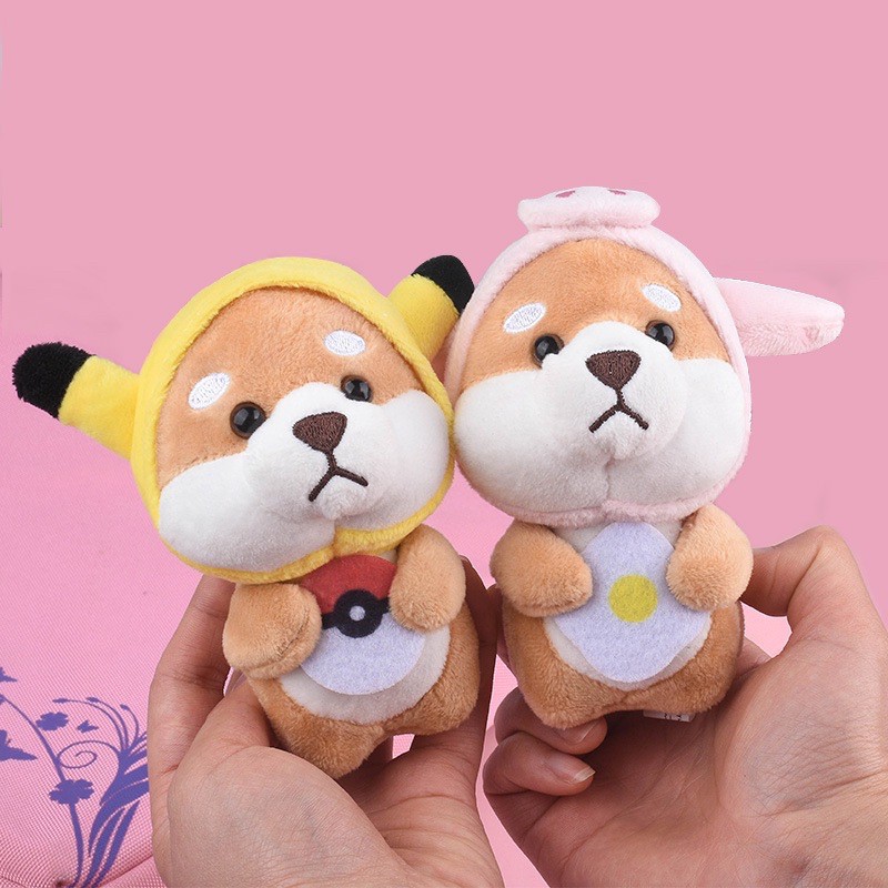 Thú bông corgi mini mũ noel cưng xĩu- làm móc khoá treo cặp/ chìa khoá