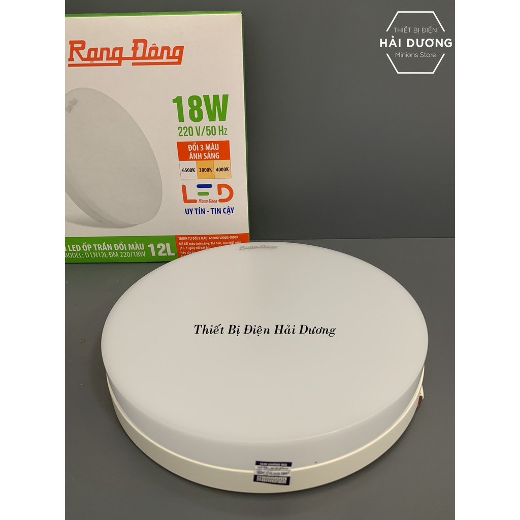 Đèn led ốp trần đổi màu D LN12L DM 220/18W Rạng Đông Vuông - Tròn Tràn Viền Vô Cực Đẹp Mắt