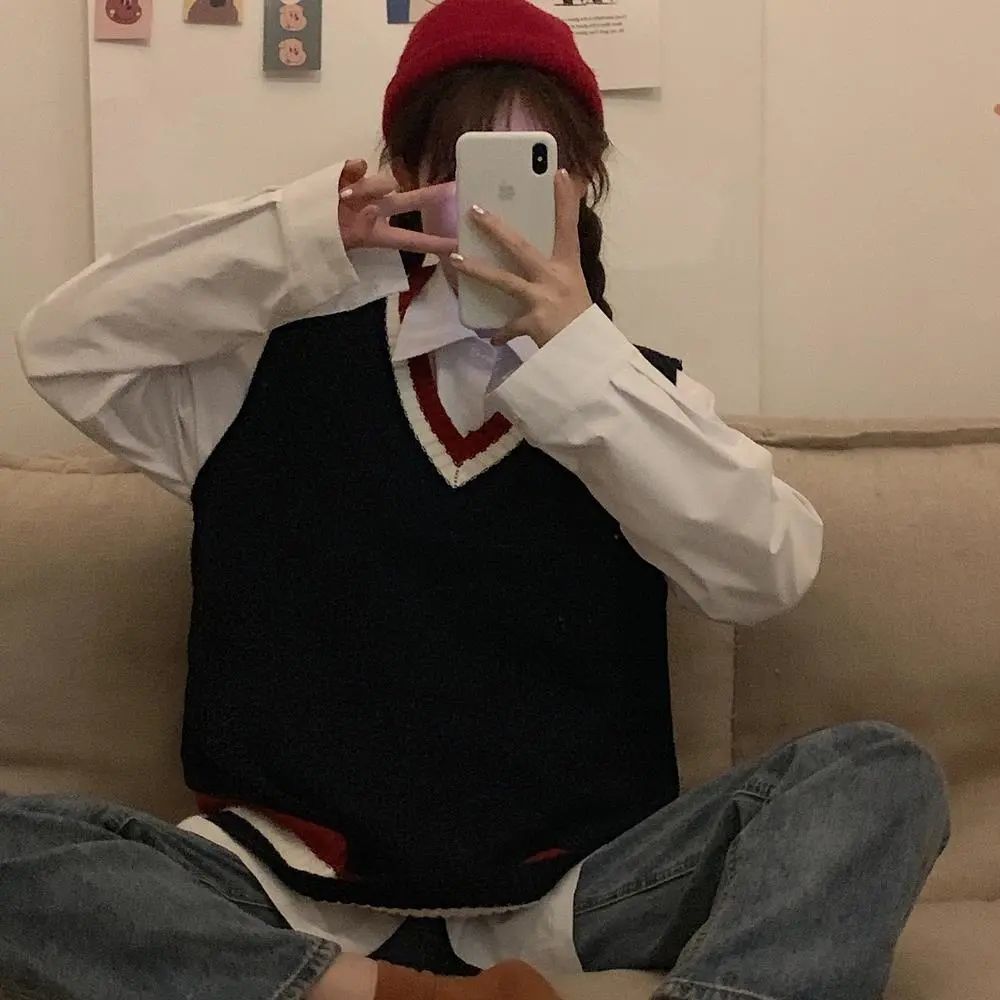 Áo Gile Sweater Dáng Rộng Không Tay Phong Cách Hàn Quốc Dành Cho Nữ | BigBuy360 - bigbuy360.vn